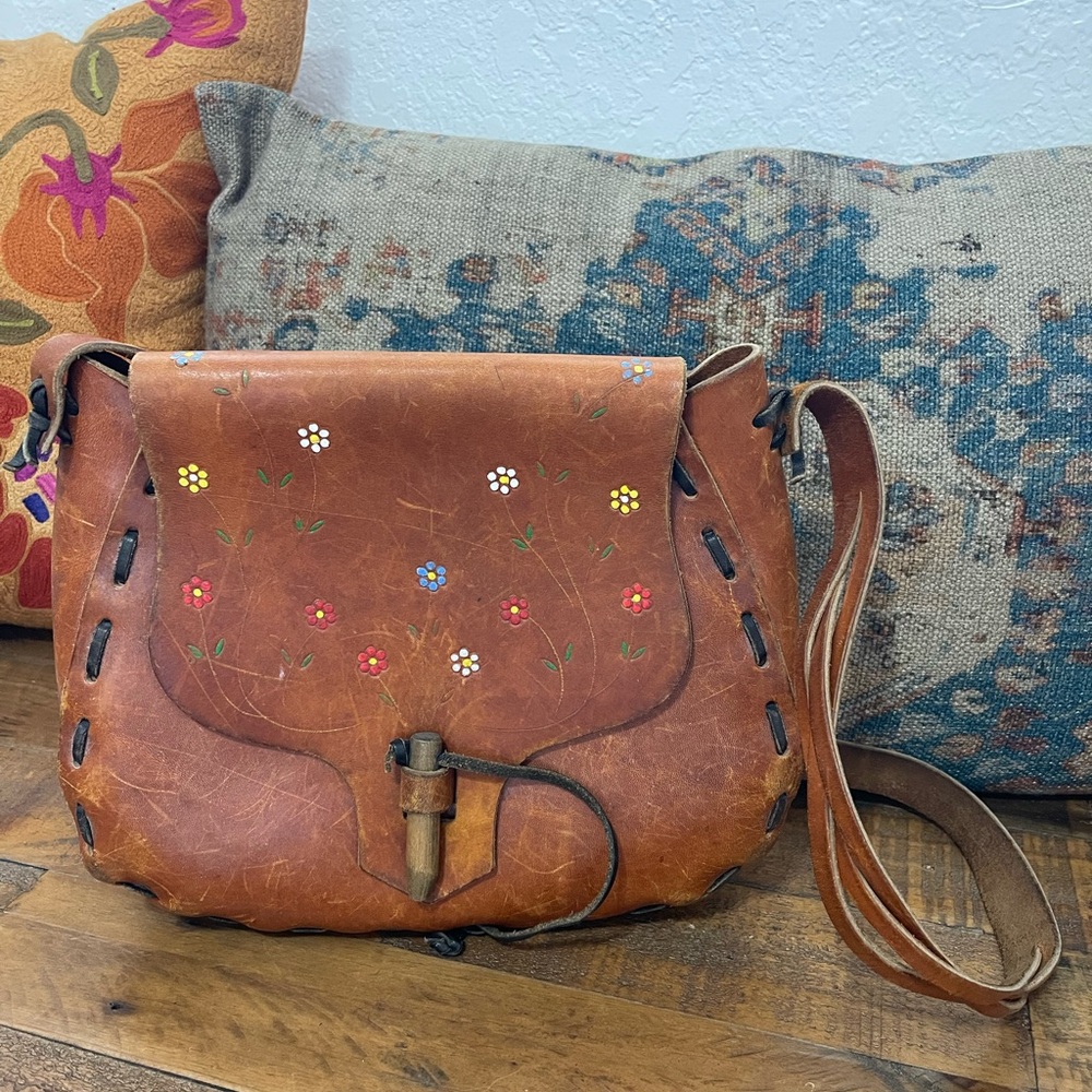 Sweet vintage leather boho hippie festival bohemian bag